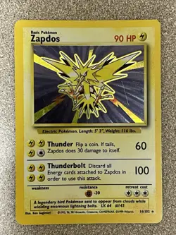 Pokemon Base Set Zapdos Holo 16/102 MODERATELY PLAYED- - Image 1