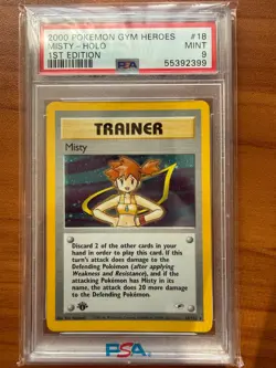 2000 Pokemon Gym Heroes Misty Holo Trainer #18 1st Edition PSA 9 MINT - Image 1
