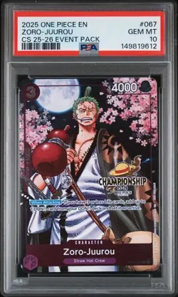 2025 One Piece CS25-26 Event Pack #067 Zoro-Juurou PSA 10 GEM MINT - Image 1
