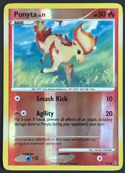 Pokemon Card Ponyta 71/100 Reverse Holo Diamond & Pearl Stormfront - Image 1
