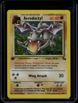 Pokemon TCFG Aerodactyl 1/62 Fossil 1st Edition Prerelease Holo Rare LP - Image 1