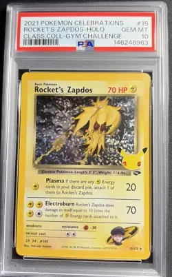 2021 Pokemon Rocket's Zapdos 15/132 Holo Classic Collection Celebrations PSA 10 - Image 1