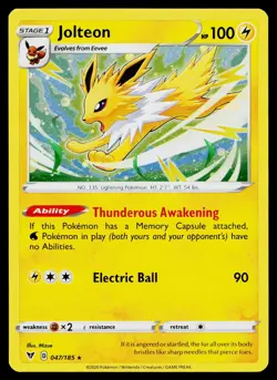 Jolteon 047/185 Cosmo Holo Promo Pokemon Near Mint - Image 1