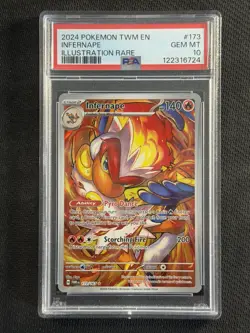 Pokemon Cards PSA 10 GEM MT Infernape Illustration Rare Twilight Masquerade #173 - Image 1
