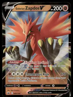 Pokemon Cards Galarian Zapdos V 080/198 Chilling Reign Holo V Rare NM *1 - Image 1