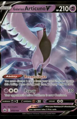 Pokemon Cards Galarian Articuno V 058/198 Chilling Reign Holo V Rare LP - Image 1