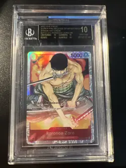 Roronoa Zoro ST01-013 Super Pre-Release BGS 10 Black Label One Piece Card TCG - Image 1