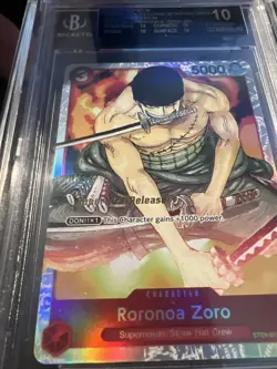 Roronoa Zoro ST01-013 Super Pre-Release BGS 10 Black Label One Piece Card TCG - Image 3