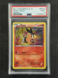 Pokemon Cards PSA 9 MINT Tepig Holo Black Star Promo B&W 2011 Ultra Rare BW02 - Image 1