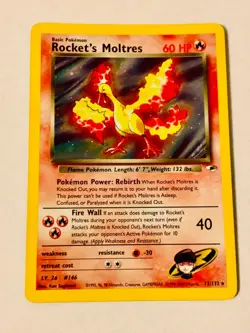 Pokemon TCG Rocket’s Moltress 12/132 Gym Heros Holo Rare LP - Image 1