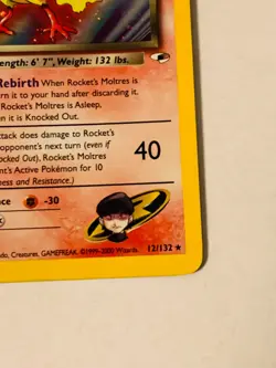 Pokemon TCG Rocket’s Moltress 12/132 Gym Heros Holo Rare LP - Image 4