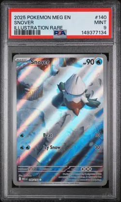 2025 POKEMON MEG EN-MEGA EVOLUTION ILLUSTRATION RARE #140 SNOVER PSA 9 - Image 1