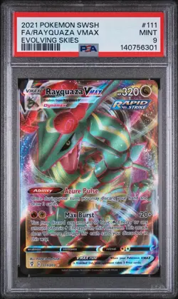 2021 POKEMON SWORD & SHIELD EVOLVING SKIES #111 FULL ART/RAYQUAZA VMAX PSA 9 - Image 1