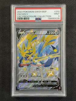 Pokemon Cards PSA 9 MINT Zacian V Premium Figure Collection BSP 2023 SWSH292 - Image 1