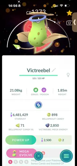 Pokemon Go Shiny Mega Victrebell ( Background) - Image 1