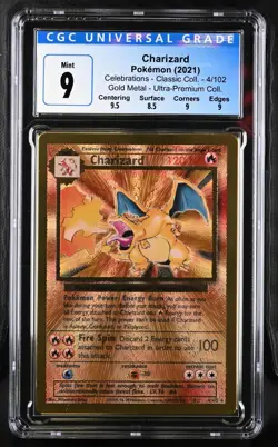 The Pokemon Company Charizard 4/102 Celebrations Gold Metal CGC 9 w/ Subgrades - Image 1
