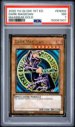 2020 YU-GI-OH! MAXIMUM GOLD 1ST EDITION #EN002 DARK MAGICIAN PSA 7 - Image 1
