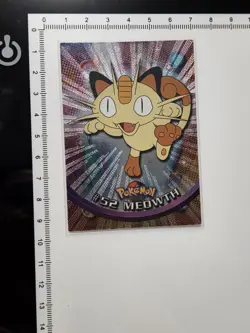 Meowth #52 - BLACK LOGO - TEXTURED HOLO - Series 1 - TOPPS Pokemon Card - NM - Image 1