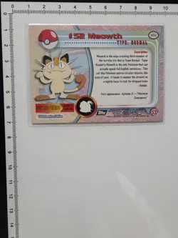 Meowth #52 - BLACK LOGO - TEXTURED HOLO - Series 1 - TOPPS Pokemon Card - NM - Image 3