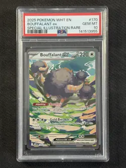 Pokemon Cards PSA 10 GEM MT Bouffalant Ex SIR White Flare 2025 170/086 - Image 1