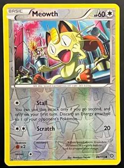 Meowth XY Steam Siege Common REVERSE HOLO Pokemon Card 88/114 - Image 1