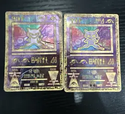 Pokemon Ancient Mew Promo Cards 2000 Holo English with Helix Swir damage - Image 1
