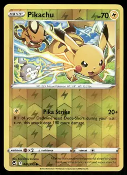 Pokemon Cards Pikachu 049/195 Reverse Holo Silver Tempest Common NM - Image 1