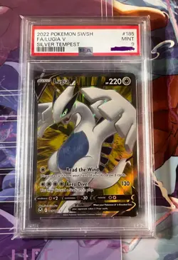 Lugia V Full Art Holo Card 185/195 PSA 9 MINT Silver Tempest - Image 1