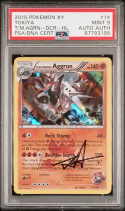 2015 XY Double Crisis Pokemon Team Magma's Aggron #14 Autographed / Signed PSA 9 - Image 1