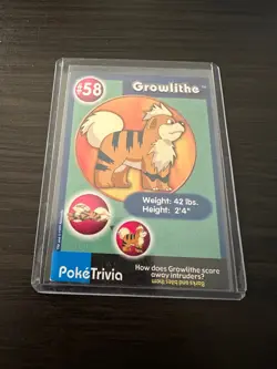 Growlithe Poketrivia Card #58 Pokemon Mewtwo Strikes Back 1999 Burger King - Image 3