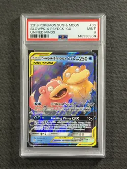 Pokemon Cards PSA 9 MINT Slowpoke & Psyduck Gx Tag Team Unified Minds S&M 35/236 - Image 1