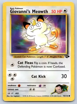 Giovanni's Meowth 74/132 Common Gym Challenge Pokemon 2000 HP - Image 1