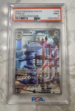 Pokemon 2023 Steelix 208/182 Full Art Illustration Rare Paradox Rift PSA 9 - Image 1