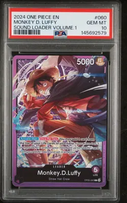 2024 ONE PIECE PROMOS SOUND LOADER VOLUME.1 #060 MONKEY D. LUFFY PSA 10 - Image 1
