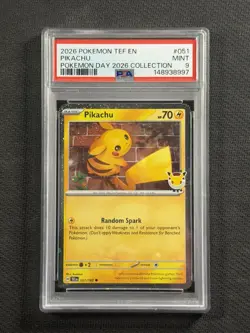 Pokemon Cards PSA 9 MINT Pikachu Pokemon Day 2026 Collection TEF Promo 051/162 - Image 1