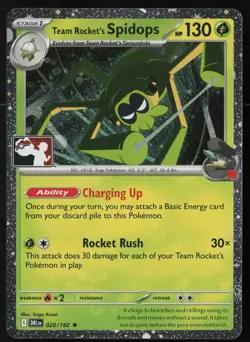 Pokemon Team Rocket's Spidops - 020/182 Prize Pack Series 8 Cosmo Holo - NM - Image 1