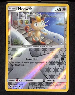 Meowth 101 Common Pokemon Burning Shadows 147 Reverse Holo 2017 - Image 1