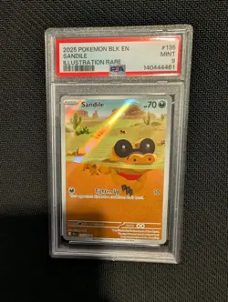 2025 POKEMON BLK EN-BLACK BOLT ILLUSTRATION RARE #135 SANDILE PSA 9 - Image 1