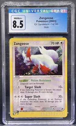 CGC 8.5 Zangoose 2003 EX Sandstorm 14/100 Holo Pokemon Card - Image 1