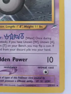 Minor Flaws Unown W 29/105 Neo Destiny WOTC Non-Holo Rare 2002 Pokemon Game Card - Image 4