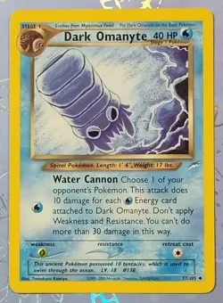 Dark Omanyte 37/105 Neo Destiny Pokemon Card LP - Image 1