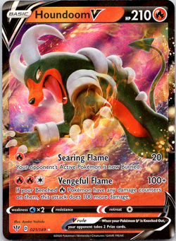 Pokemon Houndoom V 21/189 Darkness Ablaze Rare Holo V Holo NM TCG - Image 1