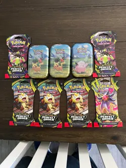 Pokemon Ascended Heroes Tins x3 and Perfect Order Packs x6 - Image 1