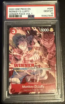 2022 One Piece Promo Winner Pack Volume 1 Monkey D Luffy #P-006 PSA 10 GEM MINT - Image 1