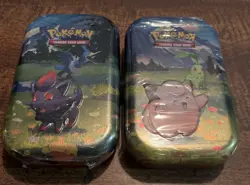 Pokemon Mini Tins 2 Factory Sealed Zorua & Cleffa TCG Booster Packs Art Card - Image 1