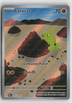Larvitar 203/197 Illustration Rare Obsidian Flames Pokemon NM - Image 1