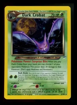 Dark Crobat 2/105 Neo Destiny 2000 Holo Rare WOTC Pokemon Card TCG - Image 1
