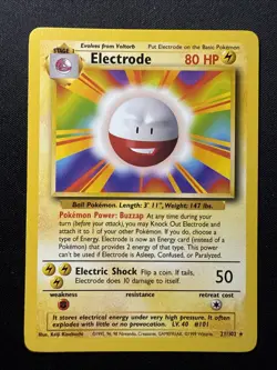 ELECTRODE Pokemon TCG Base Set Unlimited 21/102 Rare LP - Image 1