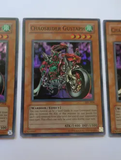Playset: 3x Chaosrider Gustaph IOC-018 (Super Rare, Unlimited, Lightly Played) - Image 4