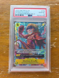 2025 One Piece EN Monkey D. Luffy PSA 10 GEM Illustration Box Vol. 3 FULL ART SR - Image 1